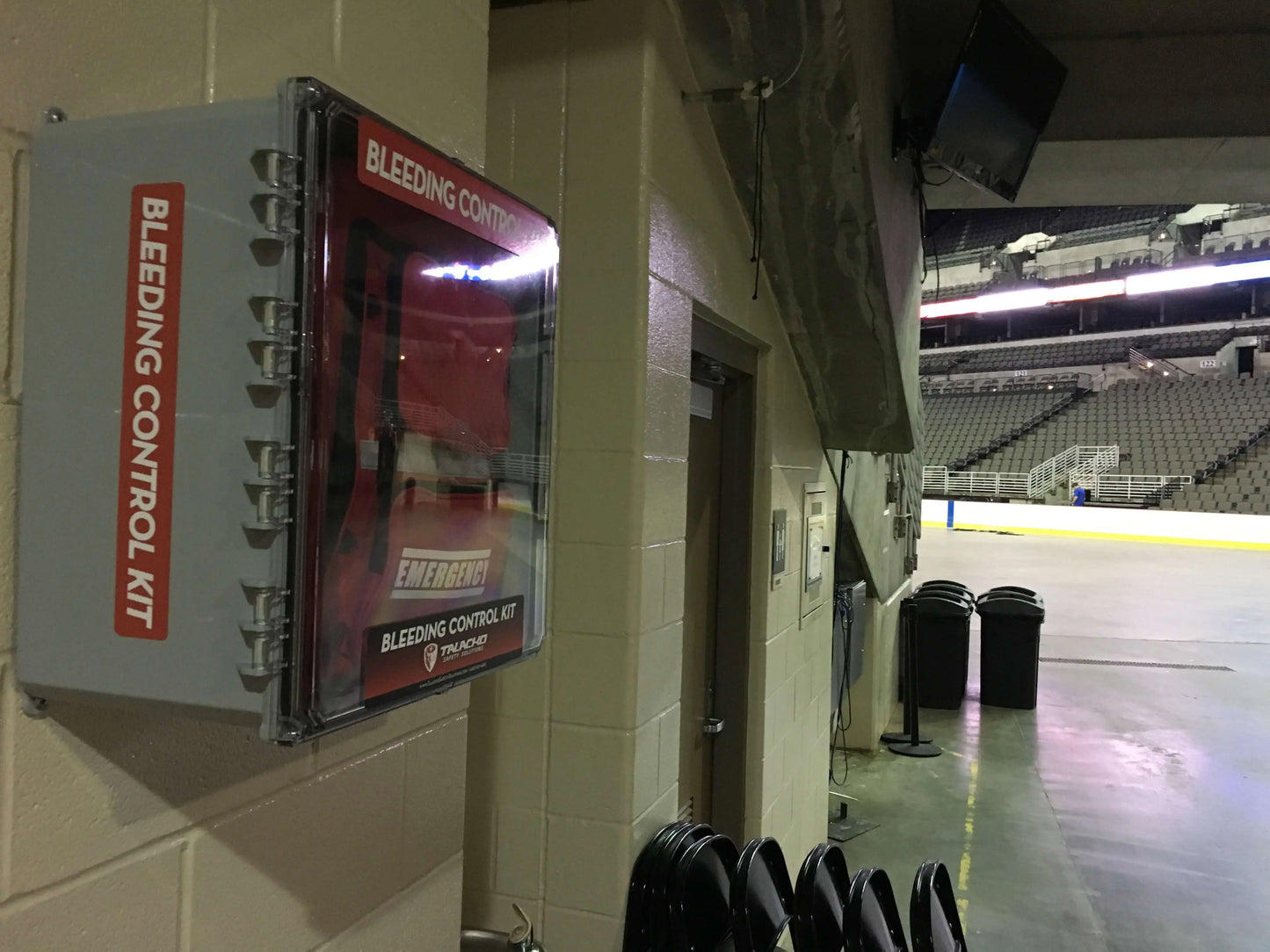 Large King bleeding control wall enclosure for multiple trauma kits in schools, stadiums, and factories