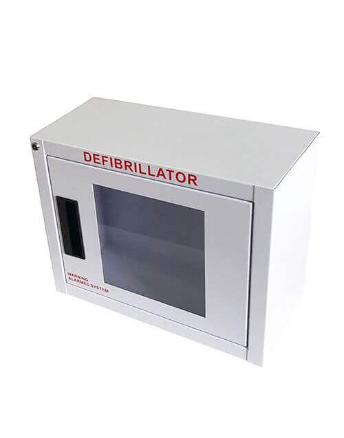 Compact AED wall cabinet for classrooms, offices, and small facilities requiring defibrillator access