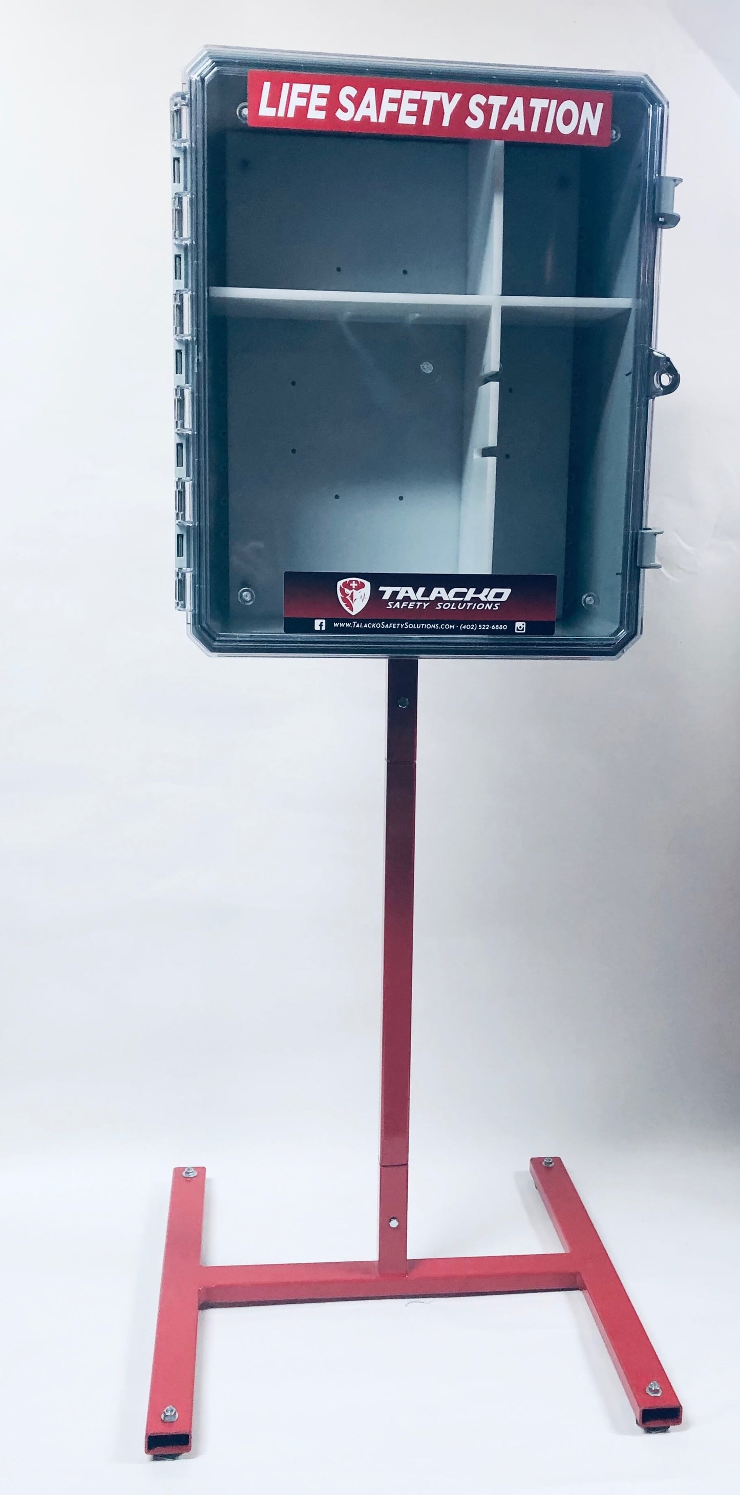 Talacko Safety Solutions Emergency Equipment Platform allows our Life Safety Station and our King Bleeding Control Station to be placed ANYWHERE indoors or out